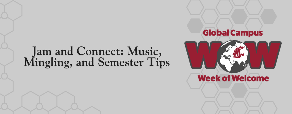 The image shows the event title: Jam and Connect - Music, Mingling, and Semester Tips